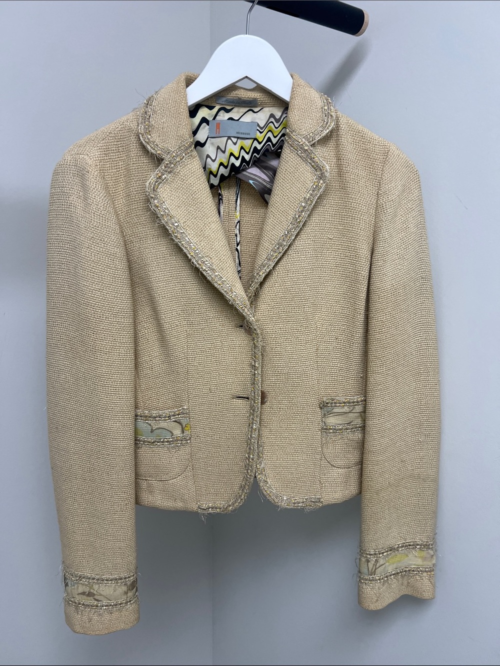 Missoni Multicolor Zigzag Silk-Lined Jacket with Yellow and Black Accents